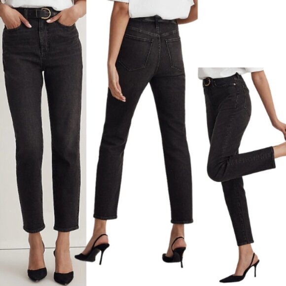 MADEWELL The Mom Jean in Black Hillshore Wash Size 26 - Picture 1 of 11